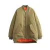 Amazon Transfronterizo Otoño e Invierno 2026 Chaqueta Bomber Suelta de 4 Colores Abrigo de Algodón para Mujer Chaqueta de Béisbol con Cremallera y Pliegues