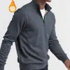 Moletom de Veludo Masculino de Inverno com Zíper na Gola Alta Cor Lisa Cashmere Camisa Base Jaqueta para Homem