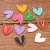 10 Colores 16*18mm Accesorios de Joyería de Aleación para Bricolaje Encanto Geométrico Esmaltado Dorado Kc Colgante de Corazón