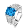 Jinjiahua Anillo Abierto Moderno con Diamantes Completos, Piedra Principal Cuadrada, Color Esmeralda Imitación, Espinela Turmalina, Aguamarina, Amatista
