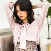 Camisa para Mujer 26 Otoño Nuevo Estilo Corbata de Lazo Cinta Satén Elegante Adelgazante Retro Camisa de Manga Larga para Mujer 7327