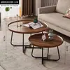 Mesa de centro geométrica criativa de escritório Amazon cuidadosamente selecionada, pequena mesa de café redonda decorativa para sala de estar, prática, de ferro e madeira
