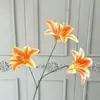 3 Cabeças de Lírios de Filme, Flores Artificiais com Textura Realista, Flores Falsas para Decoração de Cena de Casamento, Parede de Flores, Arranjo de Flores, Arranjo de Flores de Chão, Arranjo de Flores Decorativo Suave
