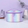 Nova Bolsa de Maquiagem Macaron Love Roxa Portátil Grande Capacidade para Viagem Armazenamento de Pincéis de Maquiagem Bolsa para Artigos de Higiene