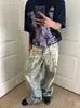 Jeans de Cadena Estampados 3D High Street Americano para Hombre Pantalones Trendy de Corte Limpio Jacquard Lavado Pantalones de Micro-Campana Scimitar