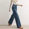 Jeans modernos de pierna ancha azules hechos a medida para mujer, nuevo otoño 2026, pantalones largos estilo americano, pantalones rectos para mujeres menudas