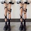 Calcetines Largos hasta la Rodilla de Lolita Japonesa con Punta Larga Nuevos Calcetines de Tiras Cruzadas Calcetines de Media Pierna para Mujer Verano Delgados