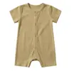 Mameluco de algodón Clase A transfronterizo para bebés, estilo de verano delgado, mameluco de manga corta con apertura frontal y esquinas planas, adecuado tanto para niños como para niñas