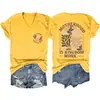 La Maternidad Es Reino Sitio Independiente de Amazon Camiseta de Manga Corta con Cuello en V para Mujer, Moderna y Elegante, con Estampado Delantero y Trasero