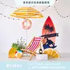 Cenário de Montagem de Evento com Tema de Verão Display de Loja em Shopping de Verão Decoração de Prancha de Surf Fundo de Decoração com Placa Kt