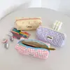 Estuche de Lápices Cuadros de Aspecto Elegante Hisocute, Estilo Coreano con Lazo, Estuche Portátil para Lápices y Papelería, Bolsa de Almacenamiento para Borradores de Estudiante