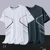 [Mangas Curtas de Seda de Gelo] Novo Estilo de Verão Solto Gola Redonda Mangas Curtas de Seda de Gelo Secagem Rápida Respirável Camiseta Masculina Fina Refrescante