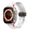 Para Apple Watch Pulseira de silicone impressa iwatch8Ultra transparente luminosa Apple pulseira dobrável magnética