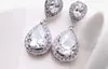 Brincos de prata 925 pura com gotas d'água, estilo coreano, criativos, luxuosos, com zircônia, cristal super brilhante, para noivas, para noite