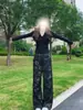 Camiseta Negra Estilo Puro Deseo Ajustada Adelgazante Cuello en V Manga Larga Principios de Otoño Estilo Coreano Ropa Dulce Chica Picante Moda Sexy Top para Mujer
