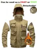 Nueva Llegada para Hombre Chaqueta Cortavientos Exterior Primavera y Otoño Talla Grande Holgada Casual Multibolsillos Chaqueta de Trabajo