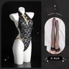 Lemon Story Cheongsam Clásico Uniforme Pasión Tentación Lencería Sexy Mono Caliente Lencería Sexy Sin Quitar para Mujeres