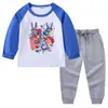 2026 Nova Camiseta Infantil de Primavera e Outono Gola Redonda Desenho Animado Manga Longa Camiseta Básica Conjunto para Meninos e Meninas Camiseta de Algodão