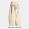 Otoño Nuevo Retro Americano Pintado a Mano Graffiti Cimitarras Jeans para Hombre Holgados de Pierna Recta Tendencia Marca Diseño Pantalones