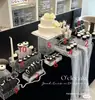 Nuevo Estante de Mesa de Postres de Acrílico Negro Soporte de Exhibición Mesa de Descanso para el Té de Negocios Mesa de Descanso para el Té de Boda