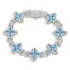 Pulsera de trébol de cuatro hojas estilo hip-hop con cierre de resorte, moderna, a la moda, genial, circón 5A de alta gama, cadena de infinito colorida, accesorio para hombre