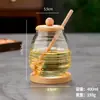 Tarro de miel de vidrio transparente para el hogar con tapa, varilla agitadora de vidrio, botella de miel, tarro de vidrio transparente creativo