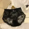 Nueva Ropa Interior Sexy de Encaje de Cintura Alta para Chica, Ropa Interior Transparente con Contraste de Color Dulce y Puro Deseo para Mujer