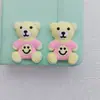 Oso y Conejo de Resina Dibujos Animados Animales DIY Pegamento Cremoso Funda de Teléfono Pasador en Color Té con Leche