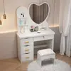 Tocador minimalista moderno para dormitorio, tocador pequeño con espejo para apartamentos de alquiler, escritorio de maquillaje de princesa