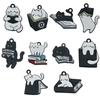 Venda Quente Transfronteiriça Preto e Branco Liga Gotejamento de Óleo Pingente Pingente Gato Lendo DIY Pulseira Colar Acessórios de Joalheria