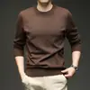 Suéter Redondo Novo de Outono Masculino Solto Fino Jacquard Cor Sólida Suéter Pulôver Venda Direta da Fábrica