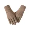 Guantes de cuadros de color sólido transfronterizos para hombres y mujeres, cálidos de invierno, forrados de felpa, tejido grueso tipo lana, pantalla táctil, guantes de alta gama