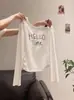 Nova Coleção Outono/Inverno Design de Estampa de Letras Americanas Moda Simples Versátil Ombro a Ombro Slim-Fit Top Elegante para Mulheres