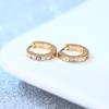 Ins Mismo Estilo Pendientes de Hebilla de Acero de Titanio para Mujer con Diamantes de Color de Doble Fila Mismo Estilo de Celebridad de Internet Acero Inoxidable Chapado en Oro Pendientes Laterales Anchos Planos