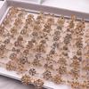 Novo anel de diamante dourado estilo europeu e americano boca aberta anel decorativo de diamante branco caixa mista anel ajustável de boca aberta