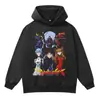 Sudadera con capucha estilo cómic EVA retro americano otoño e invierno alta calle desgastada lavada para hombre y mujer sudadera con capucha de peso pesado