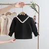 Camiseta de Inverno para Meninas, Estilosa e Moderna com Renda, Gola Semifechada, Base Grossa de Lã