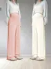 Pantalones de Maternidad Verano Delgados Alta Elasticidad Seda de Hielo Pierna Ancha Casual Largos para Primavera y Otoño Ropa Exterior Leggings de Embarazo