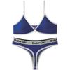 Roupa íntima G-string Europeia e Americana Conjunto Colete Decote em V Profundo Vazado Respirável Push-up Envolva o Peito Costas Bonitas Sutiã Conjunto de Roupa Íntima