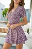 Estación independiente transfronteriza 2022 verano nuevo vestido de gasa floral falda cruzada francesa falda para la hora del té corta en stock