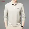 Nova camisa polo masculina de outono, manga longa, estilo business casual, com colarinho de abas, camisa básica, camisa de peça única para drop-shipping