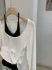 Camiseta de Manga Larga con Cuello Halter Ajustada para Mujer KEKEZOON Otoño Moda Diseño de Bloques de Color 9034