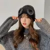 Gorro de punto para protección ocular de otoño e invierno para hombres y mujeres, gorro de lana grueso y cálido, gorro para clima frío que adelgaza la cara, gorro con gafas de aviador