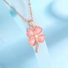 S925 Plata Esterlina Ojo de Gato Trébol de Cuatro Hojas Traje Collar Nicho Diseño Sentido Pulsera Corazón de Chica Dulce Joyería Aretes