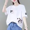 Ropa de maternidad de comercio exterior transfronterizo, camiseta de manga corta de sobreproducción para mujer, corte holgado, talla grande, adelgazante, que disimula el abdomen, top moderno estilo coreano