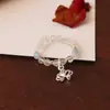 Anillo de Cristal Natural Elástico Moda Nacional Nuevo Diseño Chino Cuerda Elástica con Cuentas Anillo de Cristal Anillo de Temperamento Venta al por Mayor