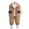 Traje de primavera y otoño para niños 2 Ropa de trabajo para niños Hermoso traje de bebé de 1 a 5 años Traje de moda de tres piezas de manga larga de primavera para bebés