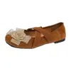 Bailarinas Planas para Mujer Primavera y Otoño Nuevo Estilo Francés de Noche Retro Ante Hada Suave Zapatos Mary Jane