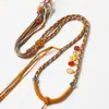 Cordón para Colgante Tejido a Mano de Xizang Trenza de Ocho Hilos Estilo Borla del Dios de la Riqueza de Cinco Vías Cuerda para Collar con Colgante de Jade Thangka
