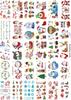 Nuevas pegatinas de tatuaje de Papá Noel, alce, pingüino de Navidad, letras inglesas frescas, pegatinas de tatuaje de dibujos animados lindos